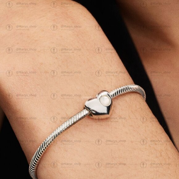 Pandora Engravable White Stone Heart Charm - Picture 4 of 6